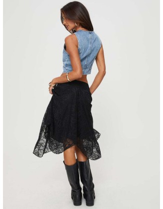 Women's dress with irregular hem and long lace skirt