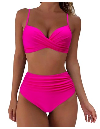 Sexy solid color high waist and tight sexy bikini